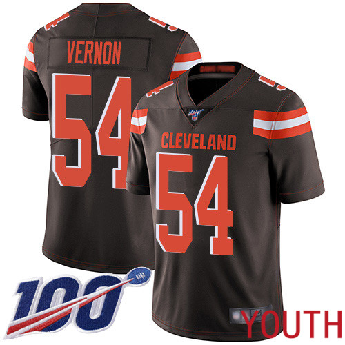 Cleveland Browns Olivier Vernon Youth Brown Limited Jersey #54 NFL Football Home 100th Season Vapor Untouchable->youth nfl jersey->Youth Jersey